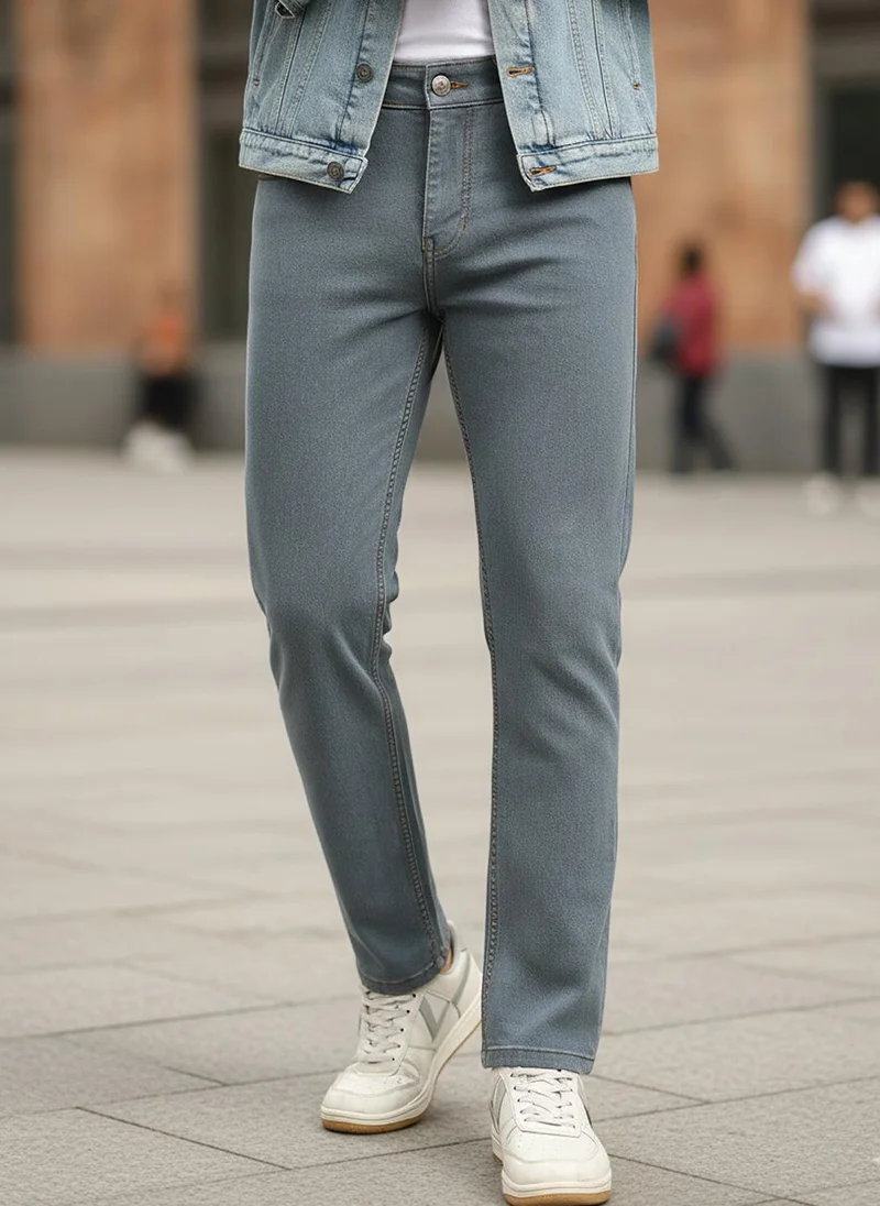 Urbano Fashion Men's Light Grey Slim Fit Washed Jeans Stretchable